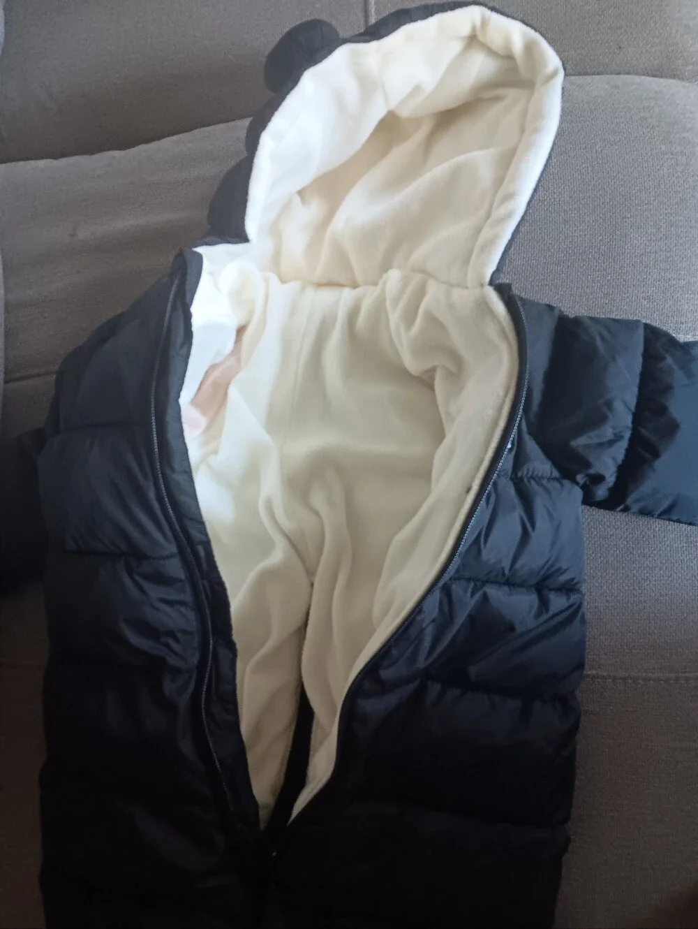 Kids Black Puffer Snowsuit with Hood